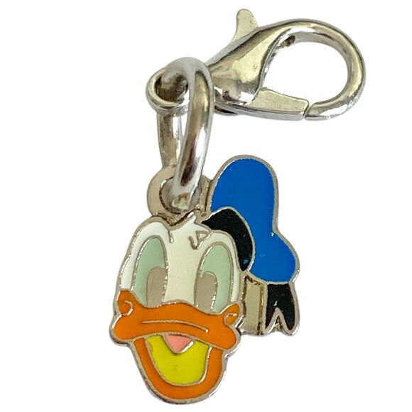 Vintage Disney Happy Donald Duck Clip On Charm Zipper Pull Bag Purse Signed Back - Picture 1 of 7